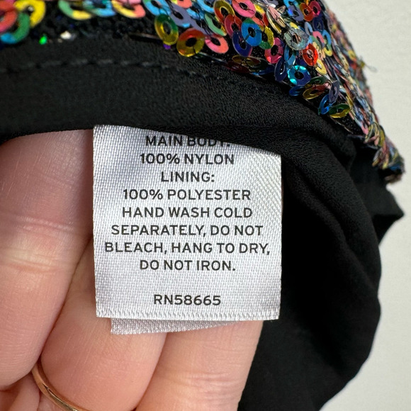 Melrose and Market Mini Dress Size S Black Rainbow Sequin Sleeveless Party Glam - Picture 6 of 8